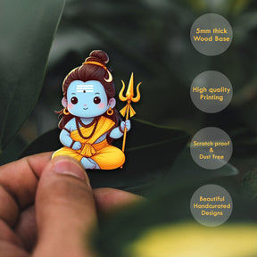 Wooden Fridge Magnet - Cute Shiva