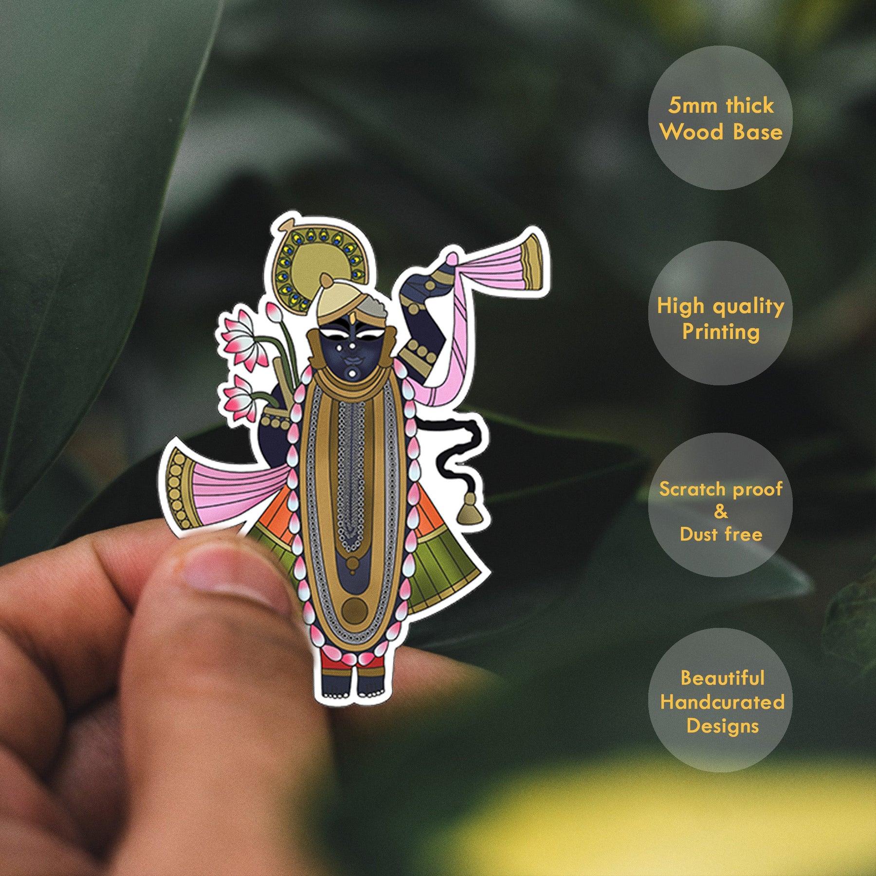 Wooden Fridge Magnet - Shreenath Ji