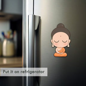 Wooden Fridge Magnet - Cute Buddha