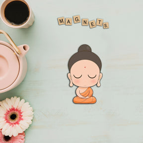 Wooden Fridge Magnet - Cute Buddha