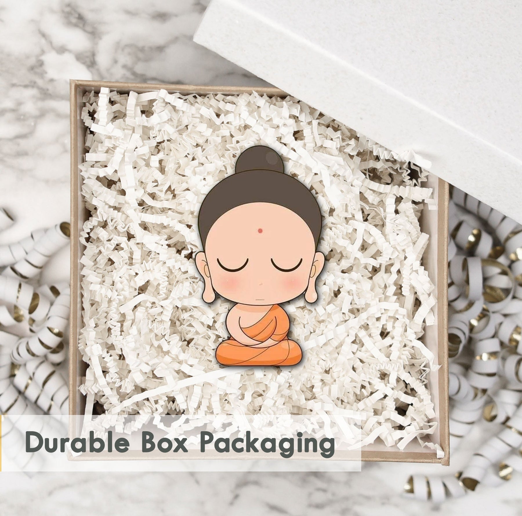 Wooden Fridge Magnet - Cute Buddha