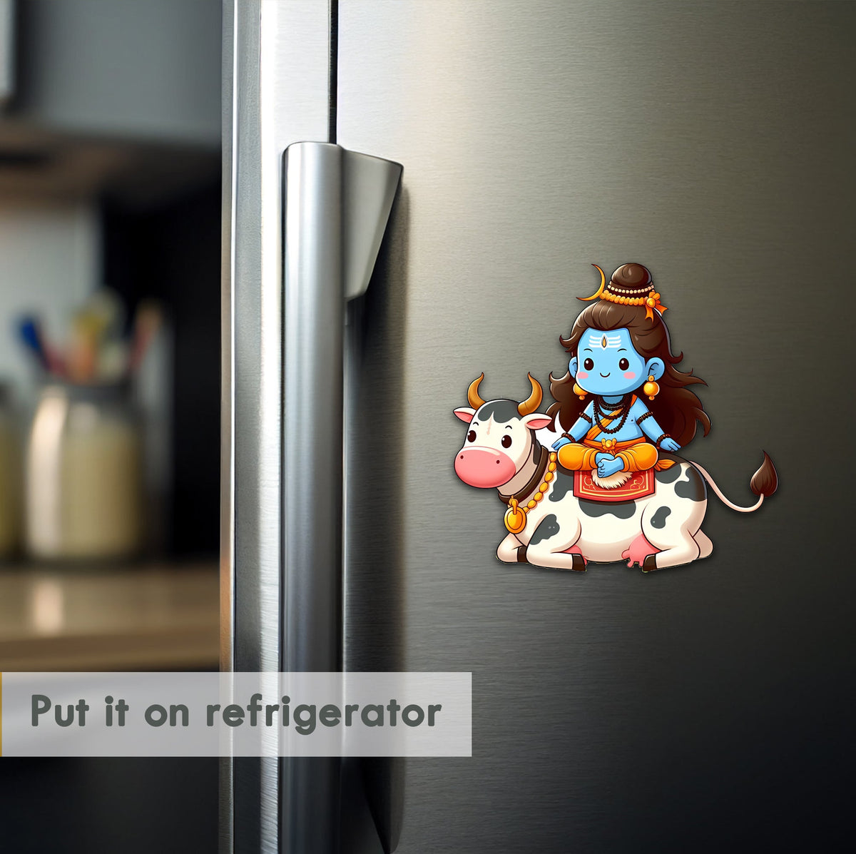 Wooden Fridge Magnet - Shiva on Nandi