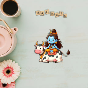 Wooden Fridge Magnet - Shiva on Nandi