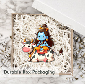 Wooden Fridge Magnet - Shiva on Nandi