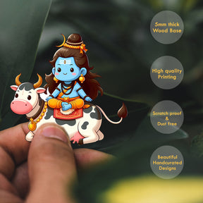 Wooden Fridge Magnet - Shiva on Nandi