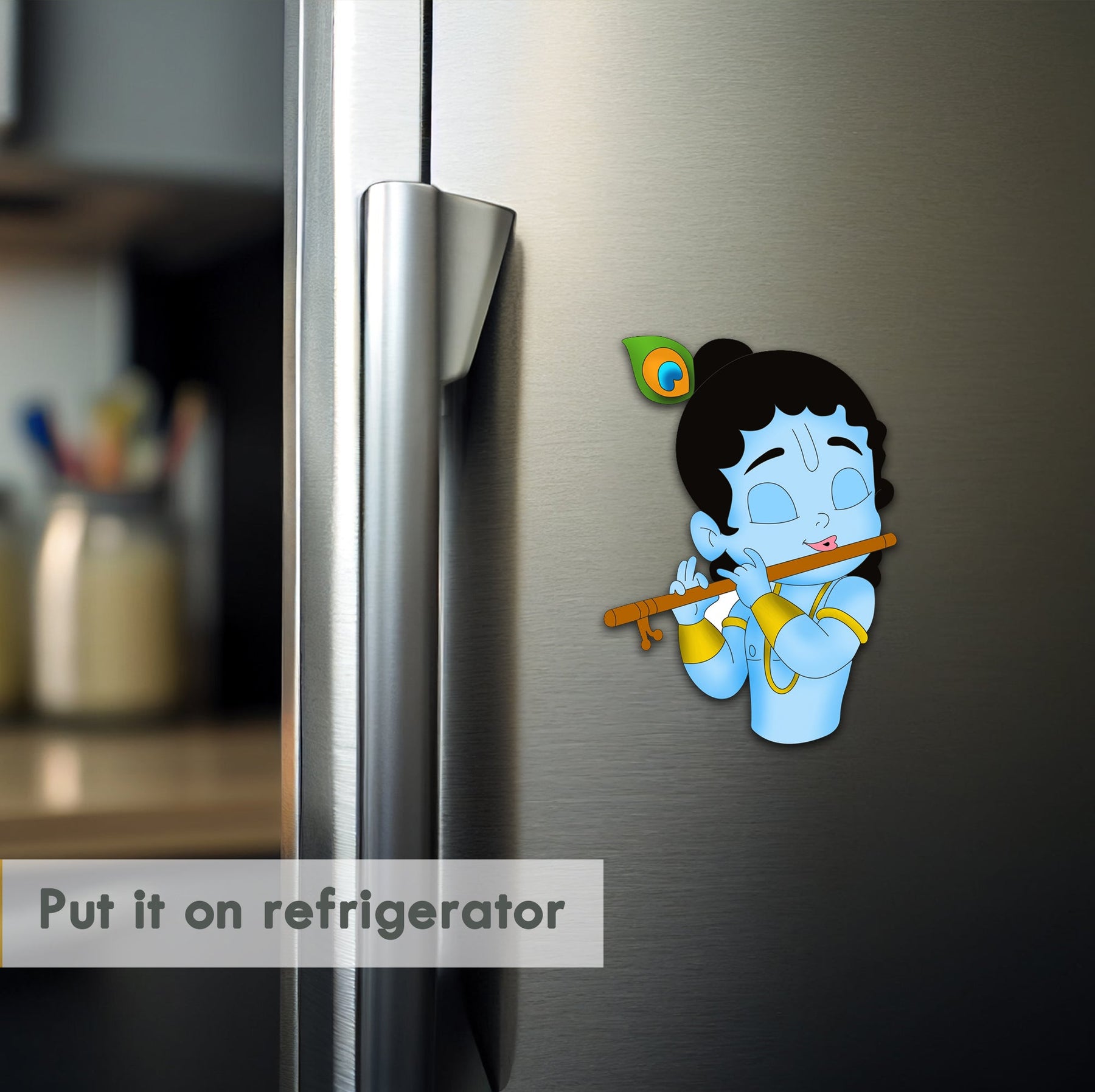 Wooden Fridge Magnet - Little Krishna