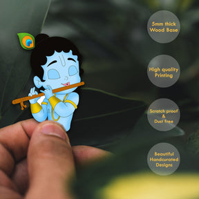 Wooden Fridge Magnet - Little Krishna