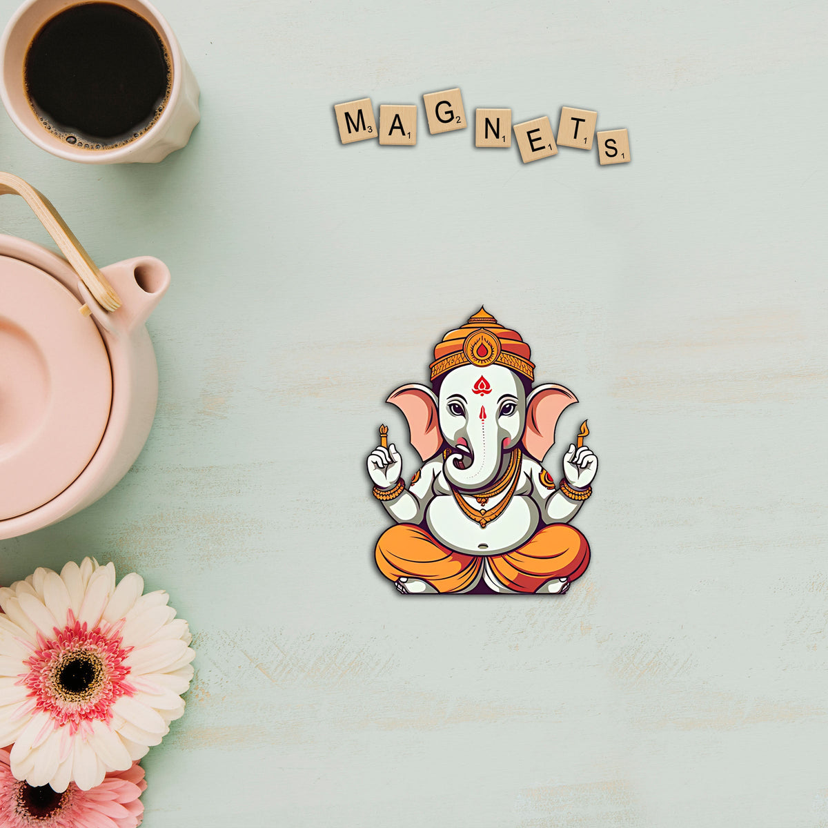Wooden Fridge Magnet - Mighty Ganesha