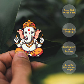 Wooden Fridge Magnet - Mighty Ganesha
