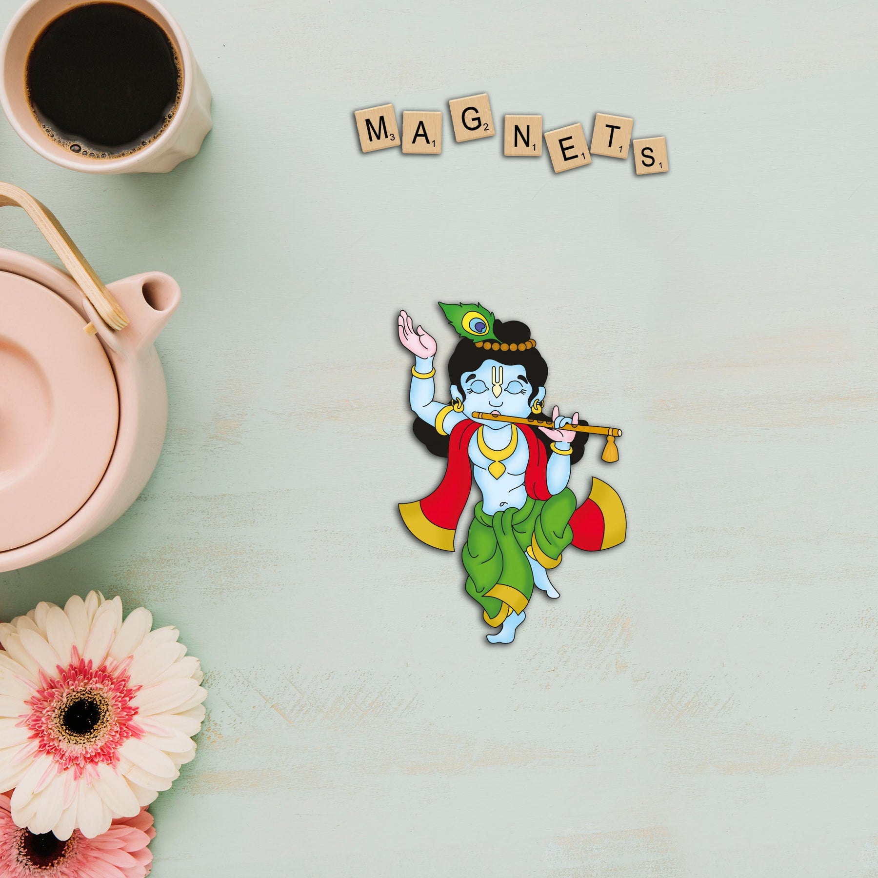 Wooden Fridge Magnet - Krishna