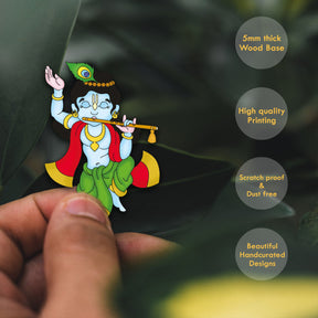 Wooden Fridge Magnet - Krishna