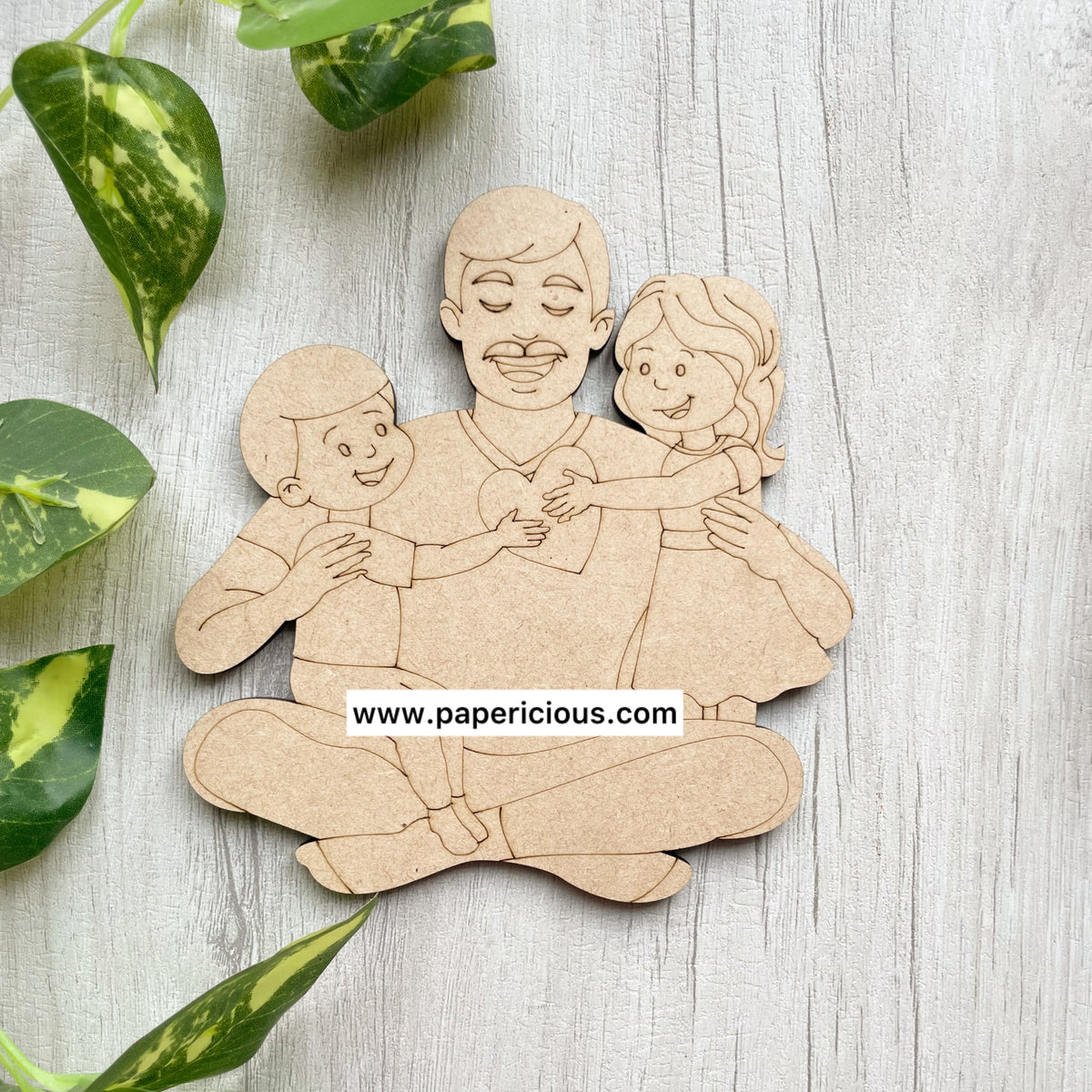 Pre Marked MDF Base -Dad and Children #1