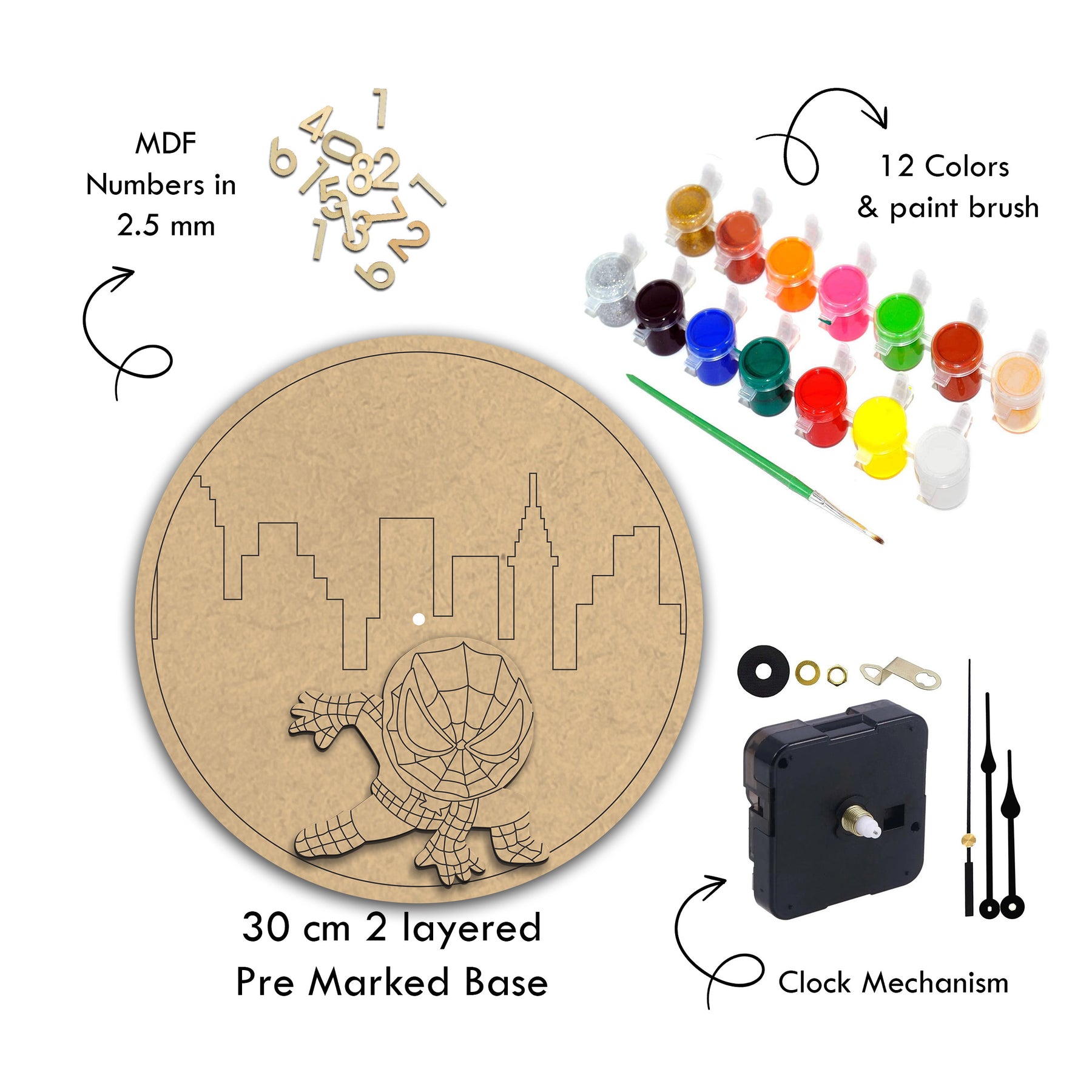 Cute Spiderman 2 Layered Mdf Coloring Kit