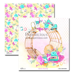 PAPERICIOUS - Dear Friend -  Designer Pattern Printed Scrapbook Papers 12x12 inch  / 20 sheets