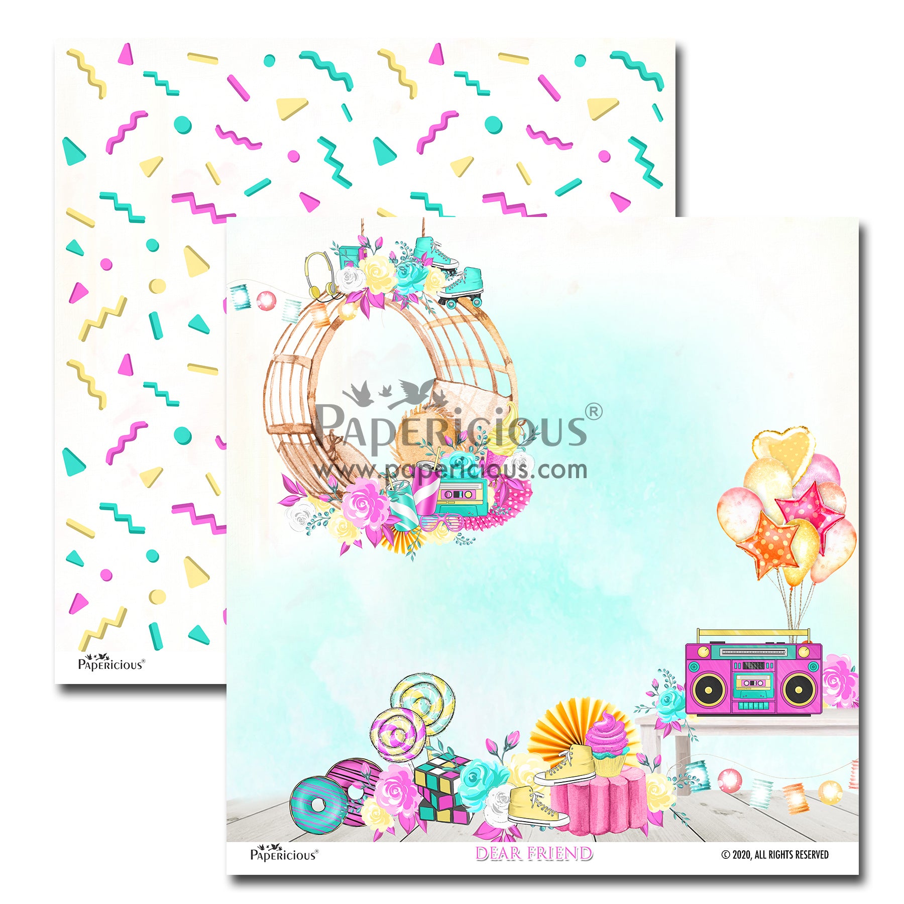 PAPERICIOUS - Dear Friend -  Designer Pattern Printed Scrapbook Papers 12x12 inch  / 20 sheets