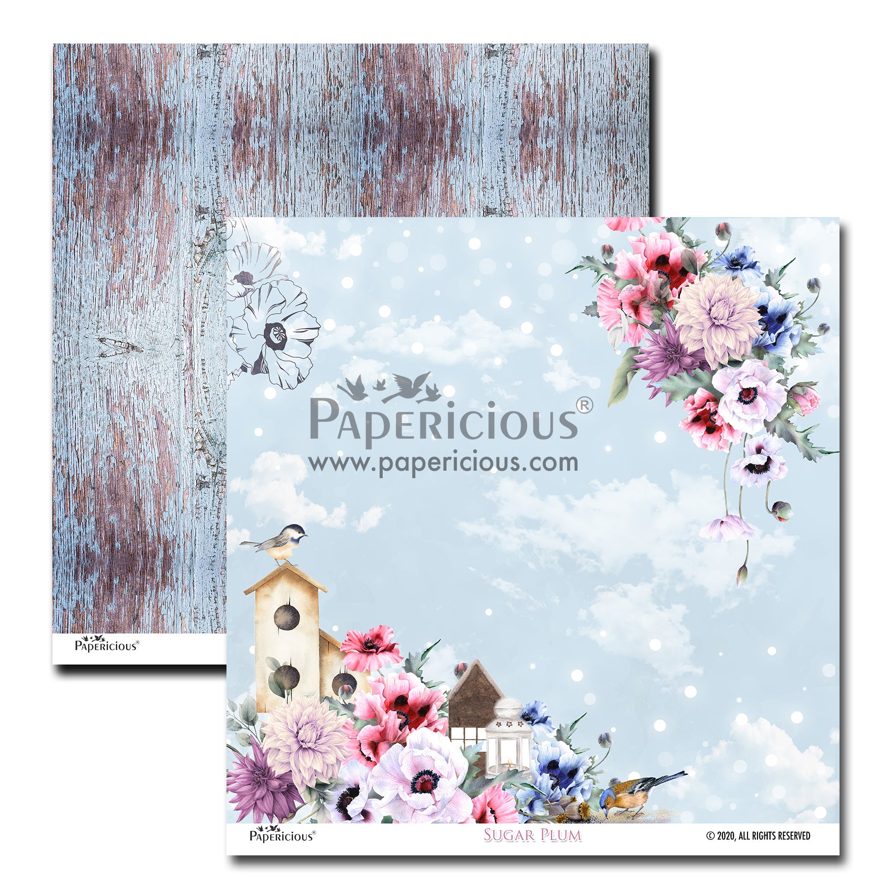 PAPERICIOUS - Sugar Plum -  Designer Pattern Printed Scrapbook Papers 12x12 inch  / 20 sheets