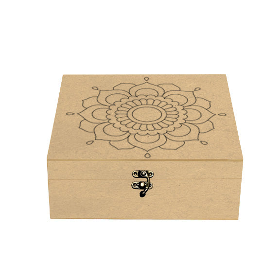 Premarked MDF Square Box - Mughal Mandala