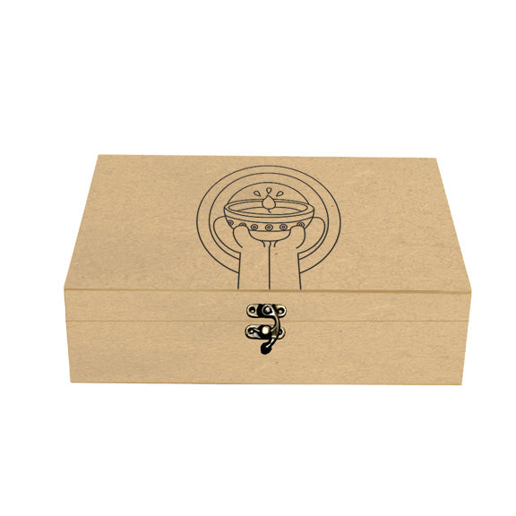 Premarked MDF Rectangle Box - Diya in Hands