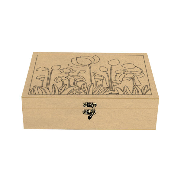 Premarked MDF Rectangle Box - Lotus Garden