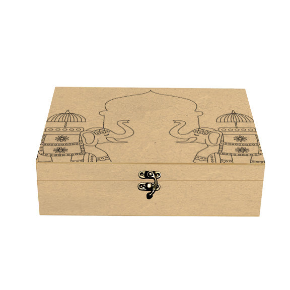 Premarked MDF Rectangle Box - Rajwada Style