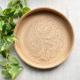 Premarked MDF Round Tray - Paisley Leaves