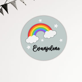 Kids Name Plate 2 Layer - Rainbow