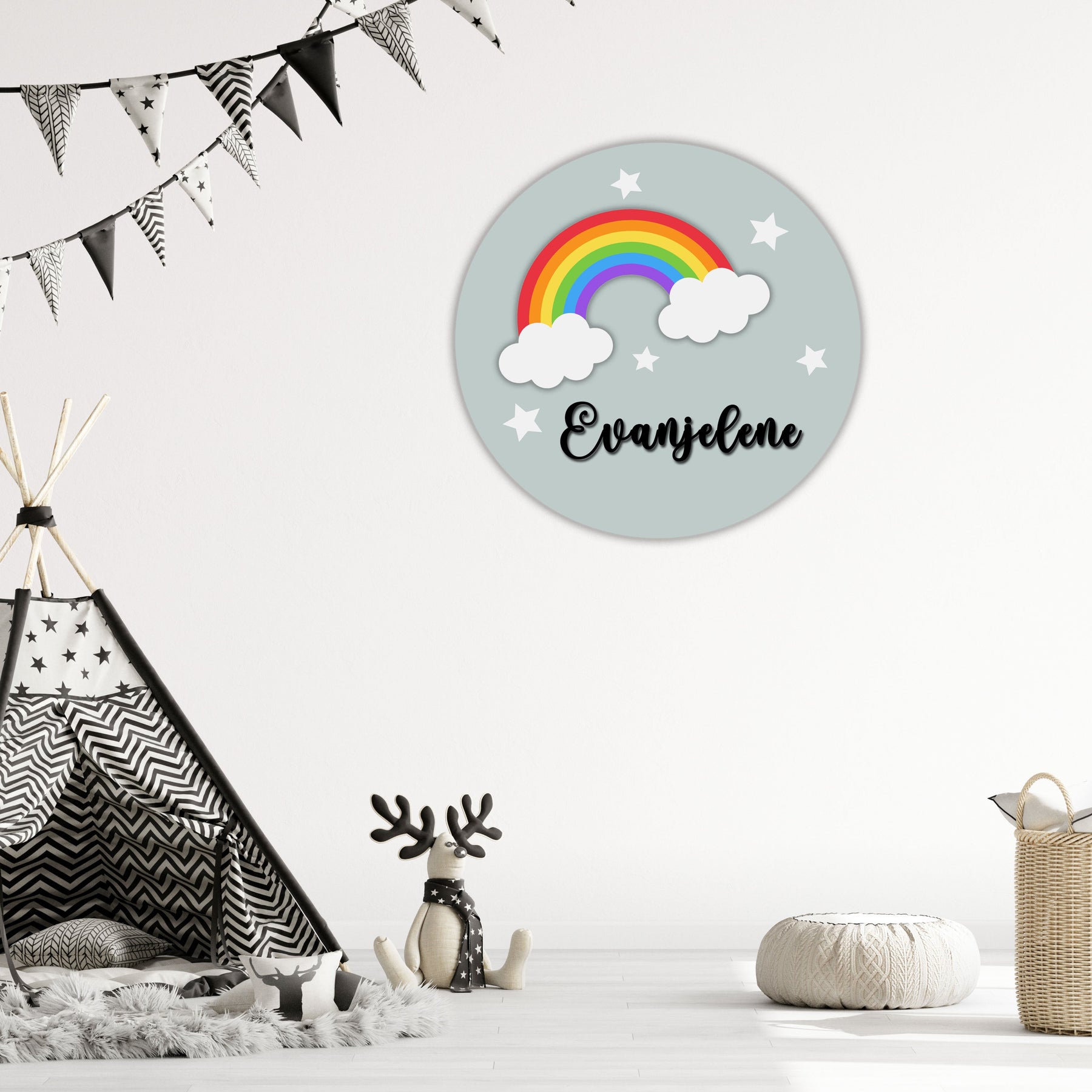 Kids Name Plate 2 Layer - Rainbow