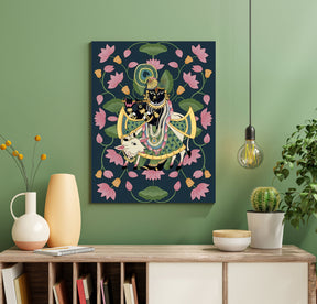 Wood Print Wall Art - Shrinathji in Blue
