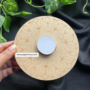 MDF Tea Light Holder 2 Layered - Premarked Lotus