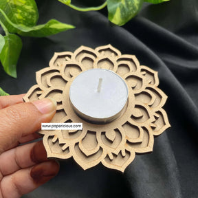 MDF Tea Light Holder 2 Layered - Fabulous Flower