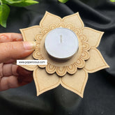 MDF Tea Light Holder 2 Layered - Lotus