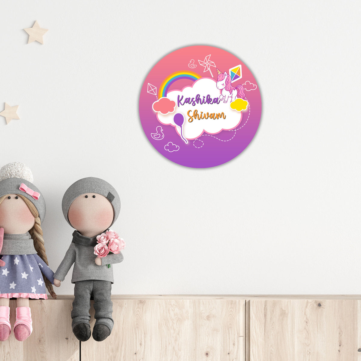 Kids Name Plate 2 Layer - Unicorn