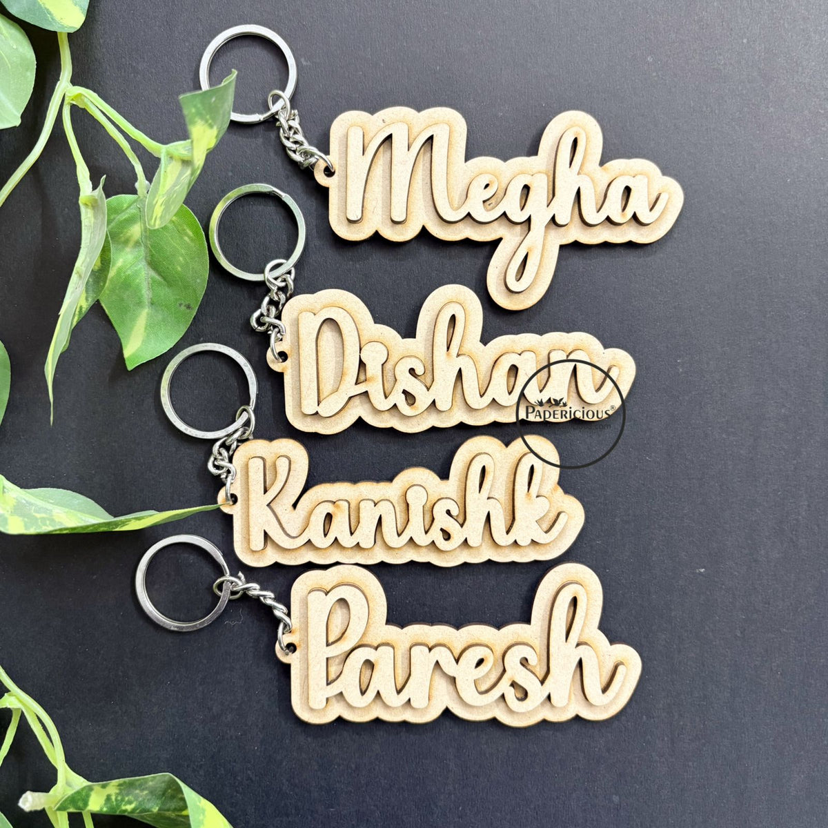 Return Gift - 2 Layer Name Keychain - 12 pcs