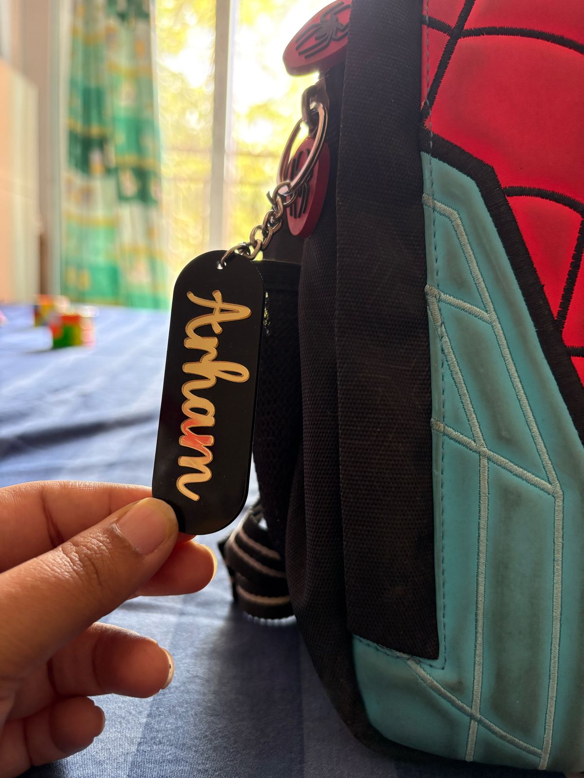 Return Gift - 2 Layer Name Keychain - Black n gold acrylic