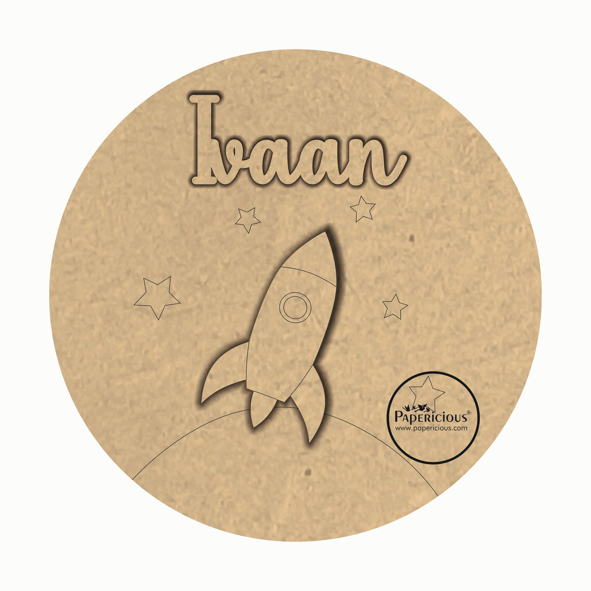 Round Customised Nameplate for kids - Rocket