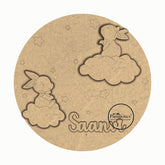 Round Customised Nameplate for kids - Bunny on Clouds