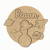 Round Customised Nameplate for kids - Astronaut on the Moon