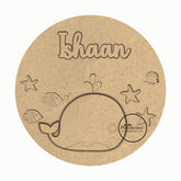 Round Customised Nameplate for kids - Whale with Star Fish