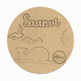 Round Customised Nameplate for kids - Whale in the Sea