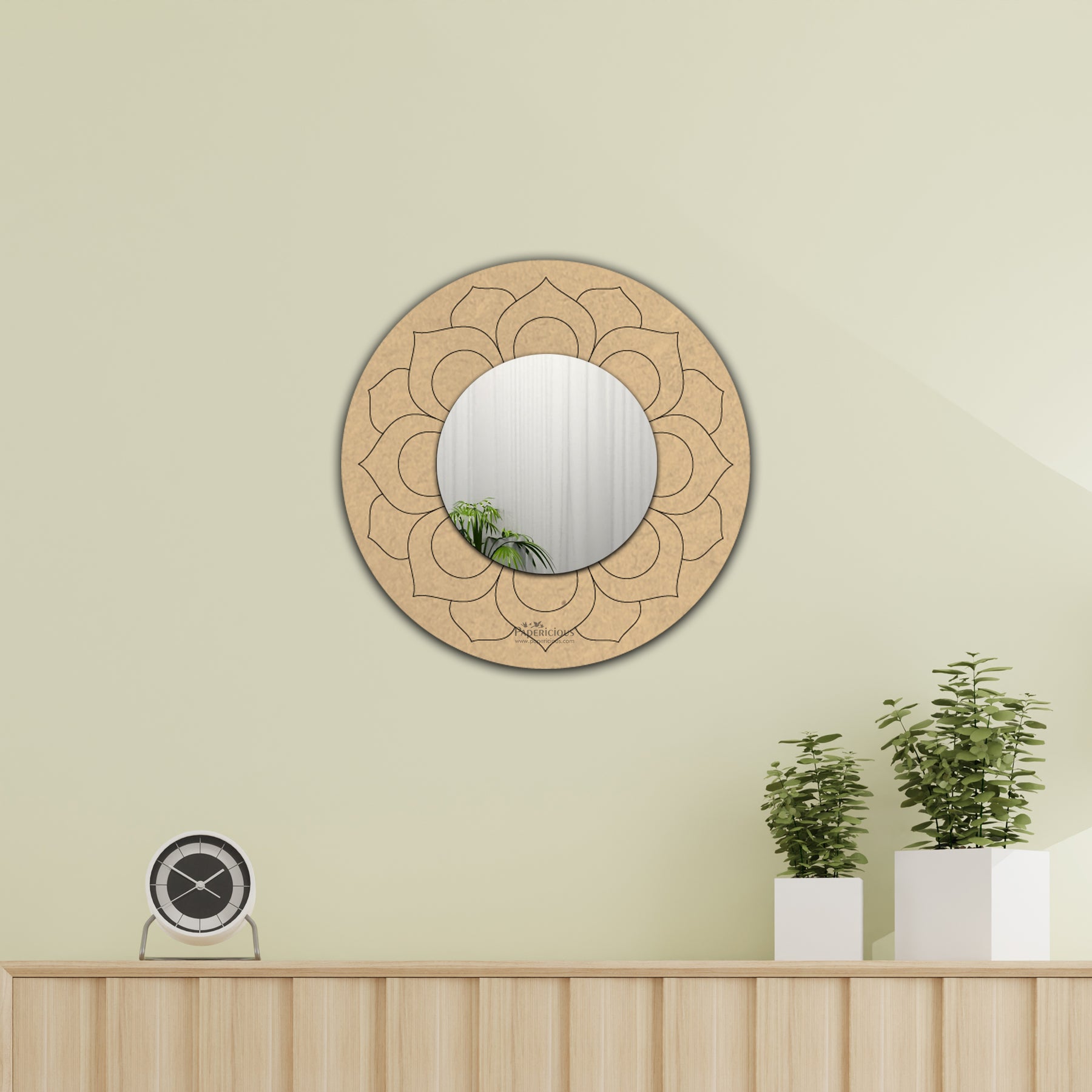 Premarked MDF Wall Mirror - Pichwai Lotus Centeric