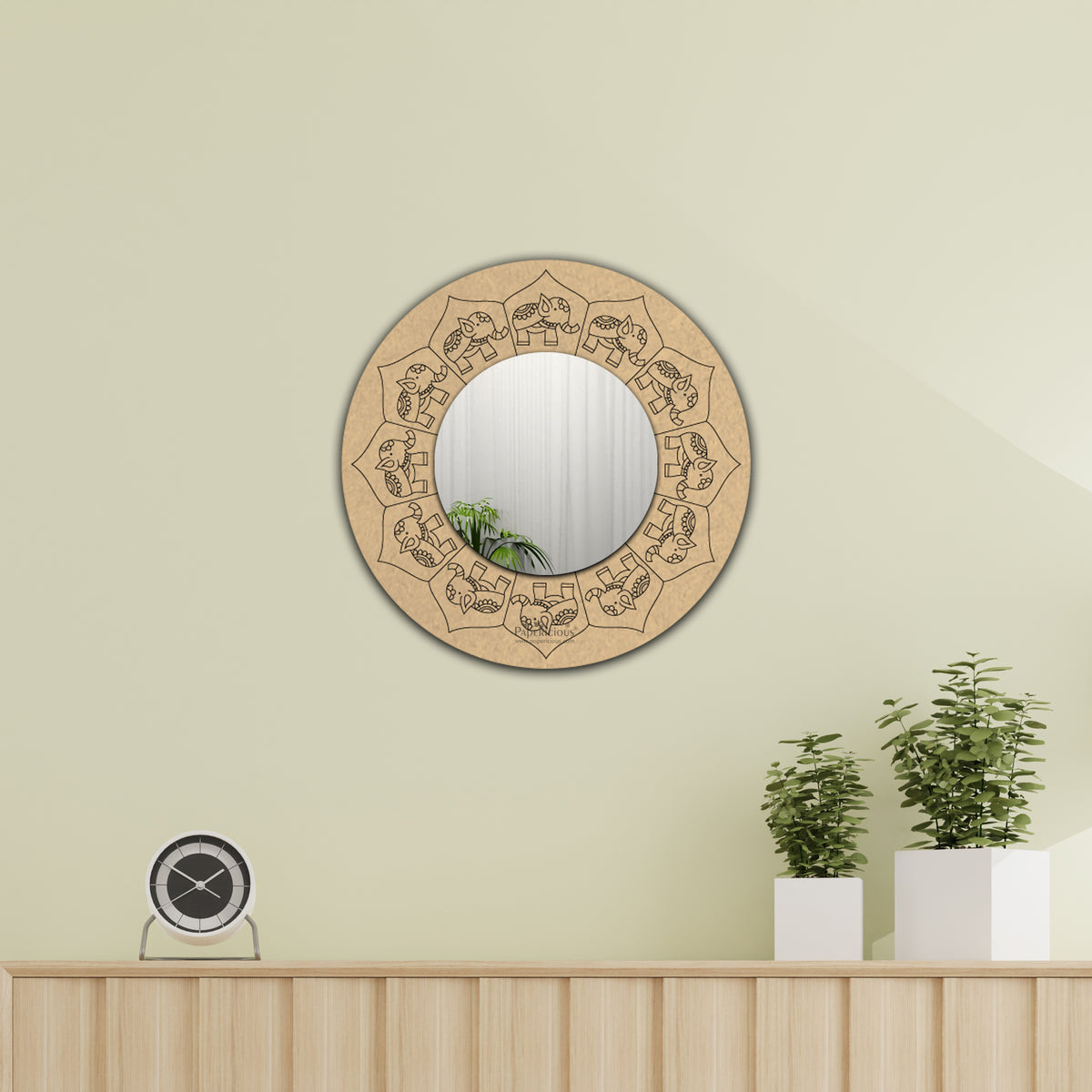 Premarked MDF Wall Mirror - Elephant Mandala