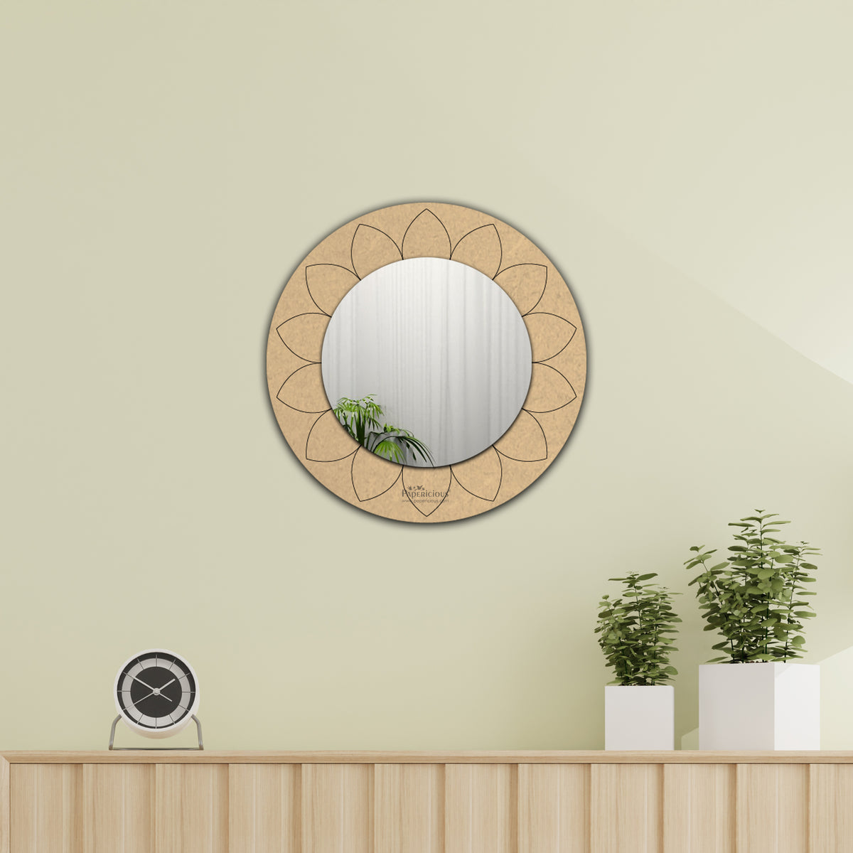 Premarked MDF Wall Mirror - Floral Mandala