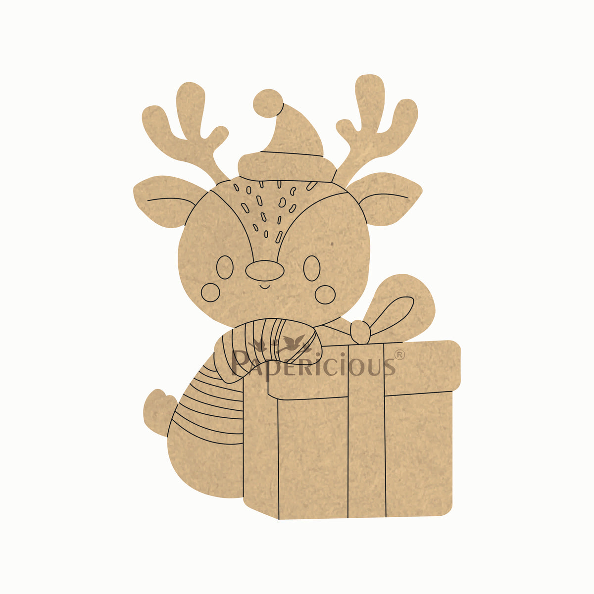 4mm thick Xmas Pre Marked MDF - Deer with Gifts