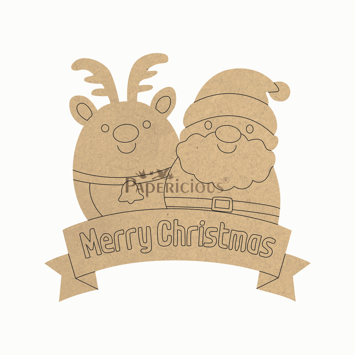 4mm thick Xmas Pre Marked MDF - Santa with Deer