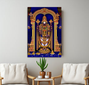 Wood Print Wall Art - Lord Venkateshawara in Blue