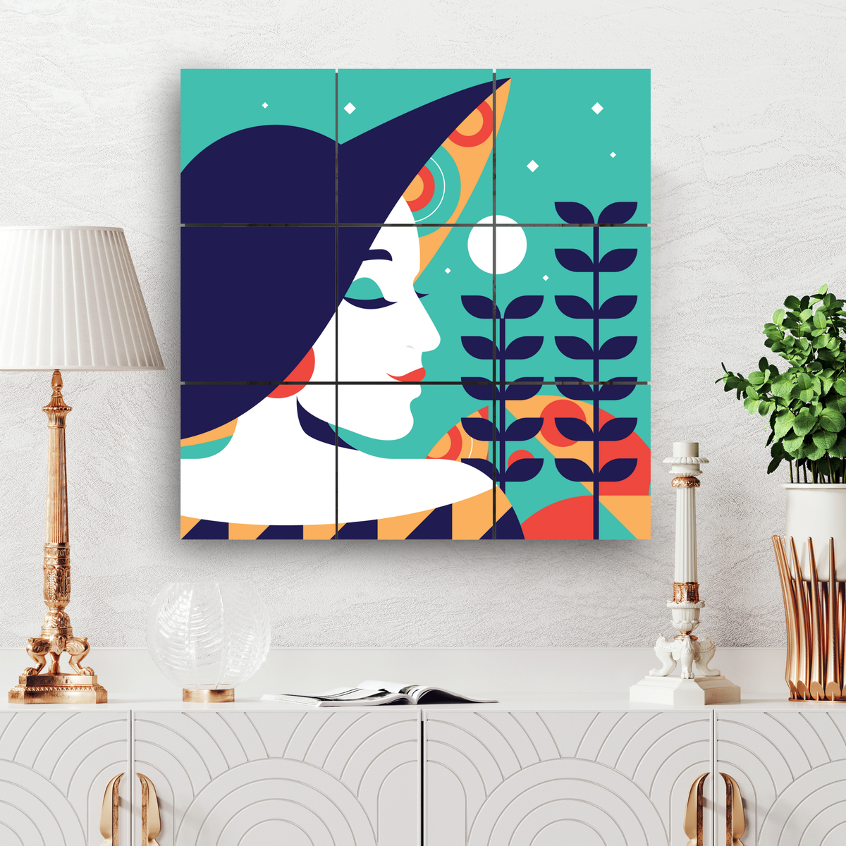 Wall Tiles Set - Abstract White Woman