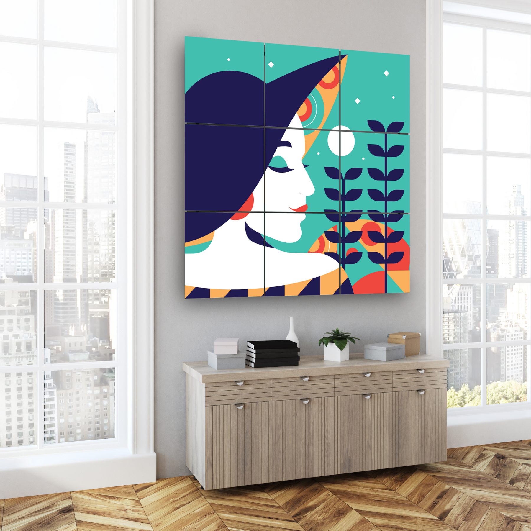 Wall Tiles Set - Abstract White Woman