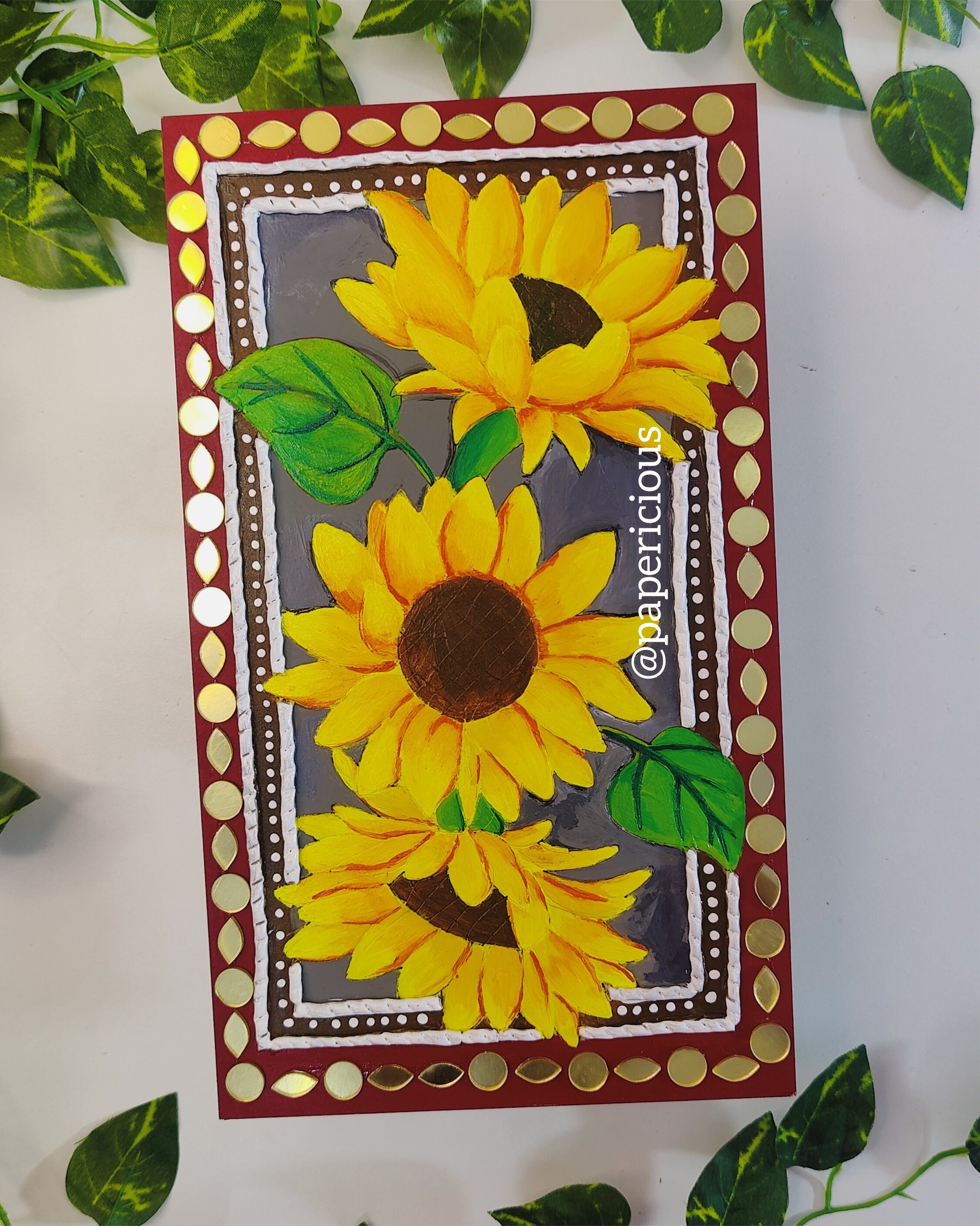 4mm thick Pre Marked MDF Base Sunflower painting