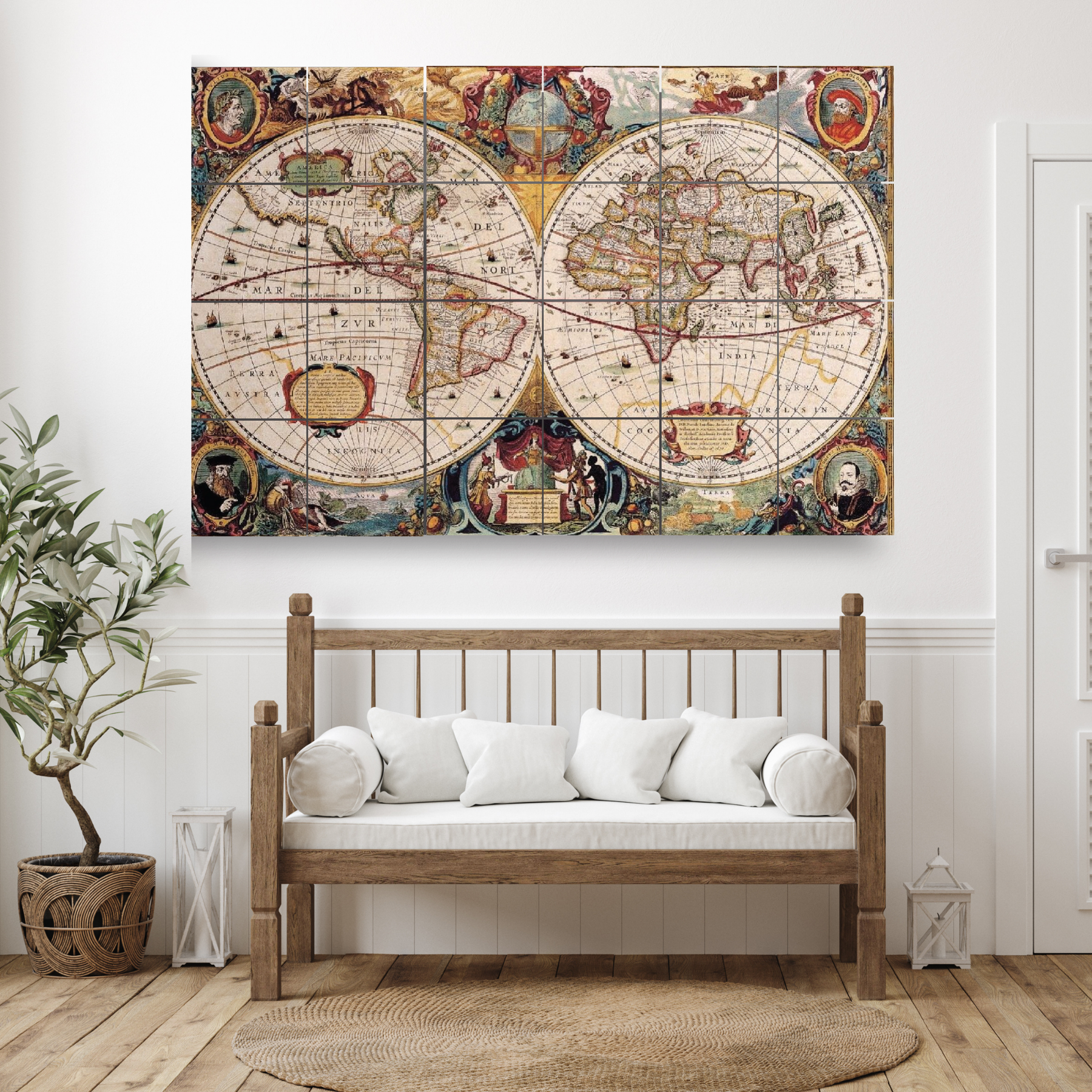 Wall Tiles Set - Ancient map of the World