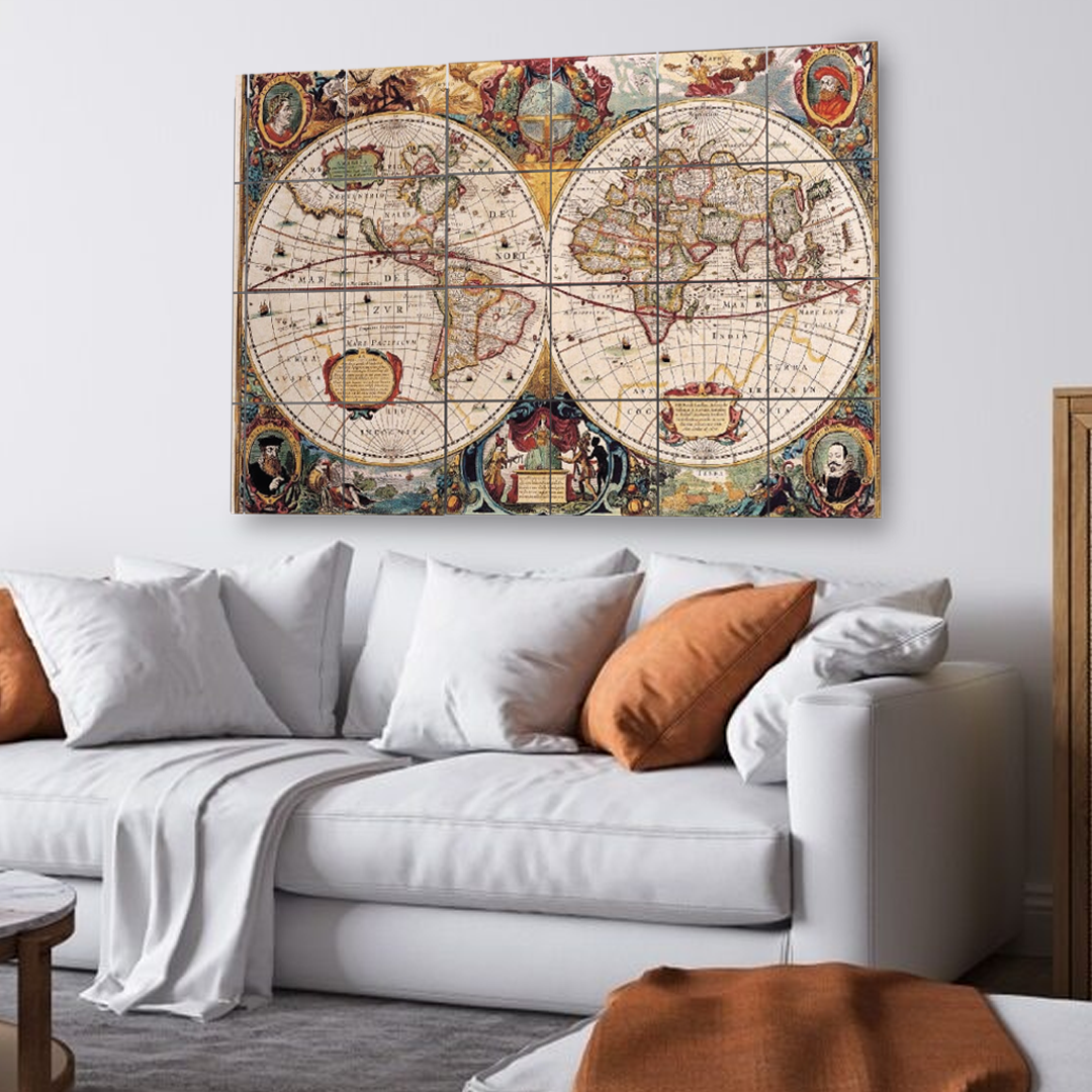 Wall Tiles Set - Ancient map of the World